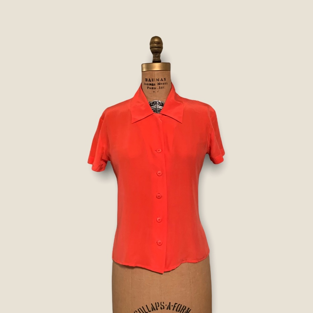 Annie Alexander 100% Silk Petite Button Down Blouse